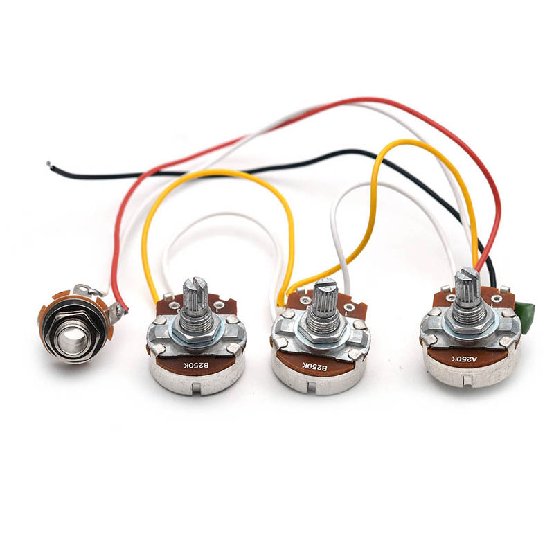 Diy Guitar Electronics Kit - Elektrischer Bass-Kabelbaum 2V1T mit Ausgangsbuchse 250K/B250K
