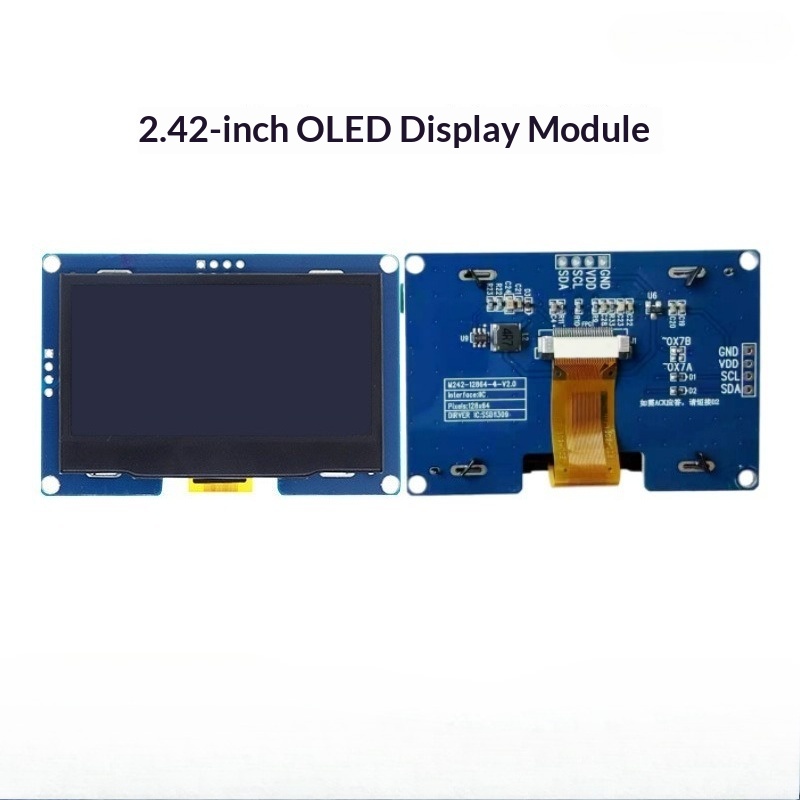 Oled Display Module - 2,42-Zoll OLED LCD-Bildschirm 4-Pin Monochrom-Bildschirm IIC