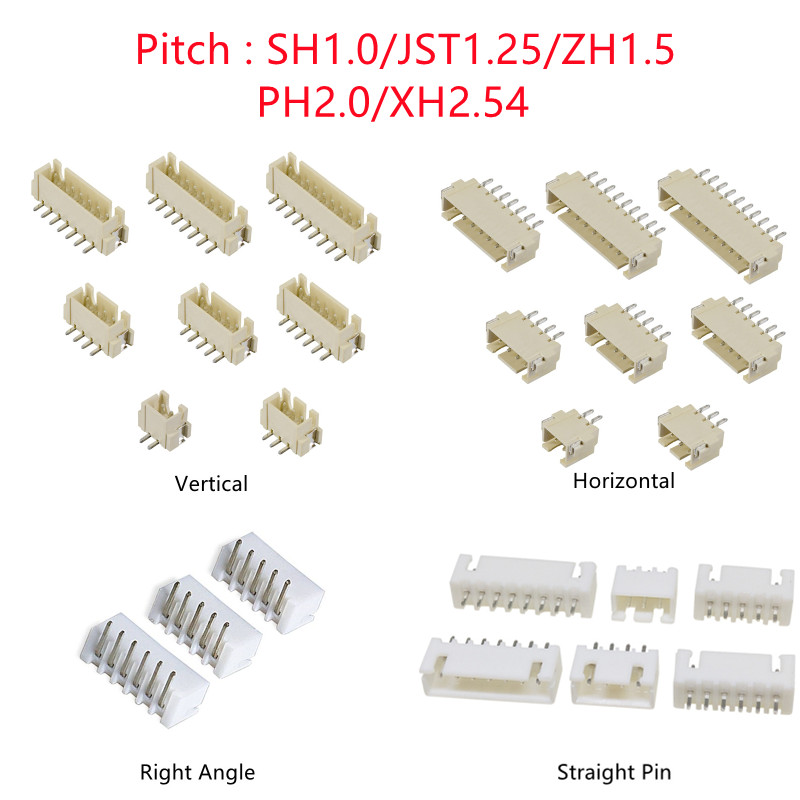 Male Female Header Pin - 10PCS SH/JST/ZH/PH/XH Pitch 1,0 MM 1,25
