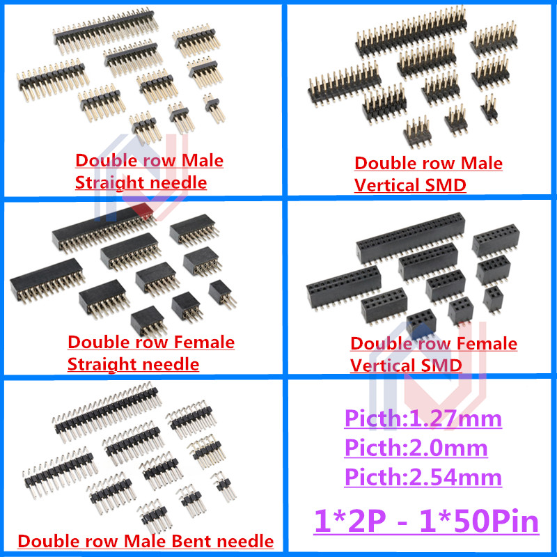 Male Female Header Pin - 10 Stück 1,27mm 2,0mm 2,54mm Rastermaß