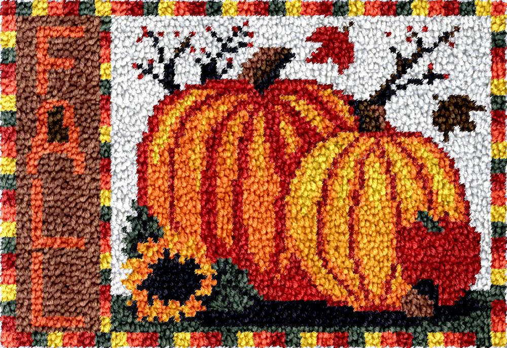 Hobby Diy Electronics Kit - Kürbis-Riegelhaken-Set mit bedrucktem Muster, Halloween-Teppich-Stickerei, Kunsthandwerk