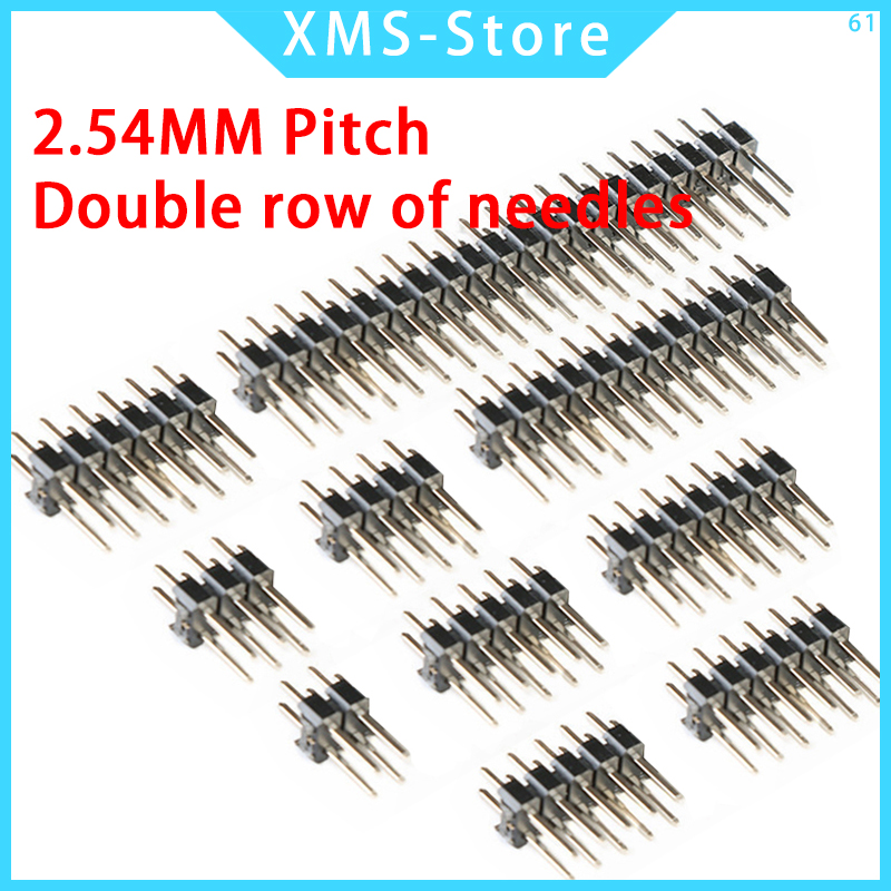 Male Female Header Pin - 2,54mm Doppelreihiger Steckerleisten-Verbinder für Leiterplatten 2/3/4/5/6/8/10/12/20/40-polig