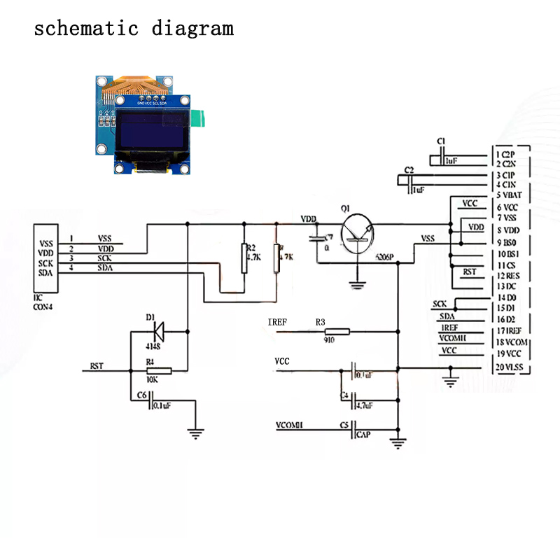 0,96 Zoll Blau-Gelb-Blau Zweif – Oled Display Module Bewertung und Preis