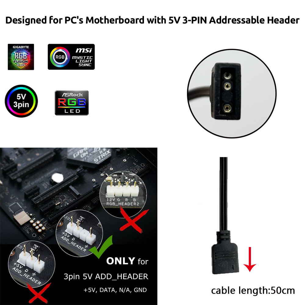 5V ARGB 3-Pin-Anschluss für As – Diy Electronics Case Bewertung und Preis