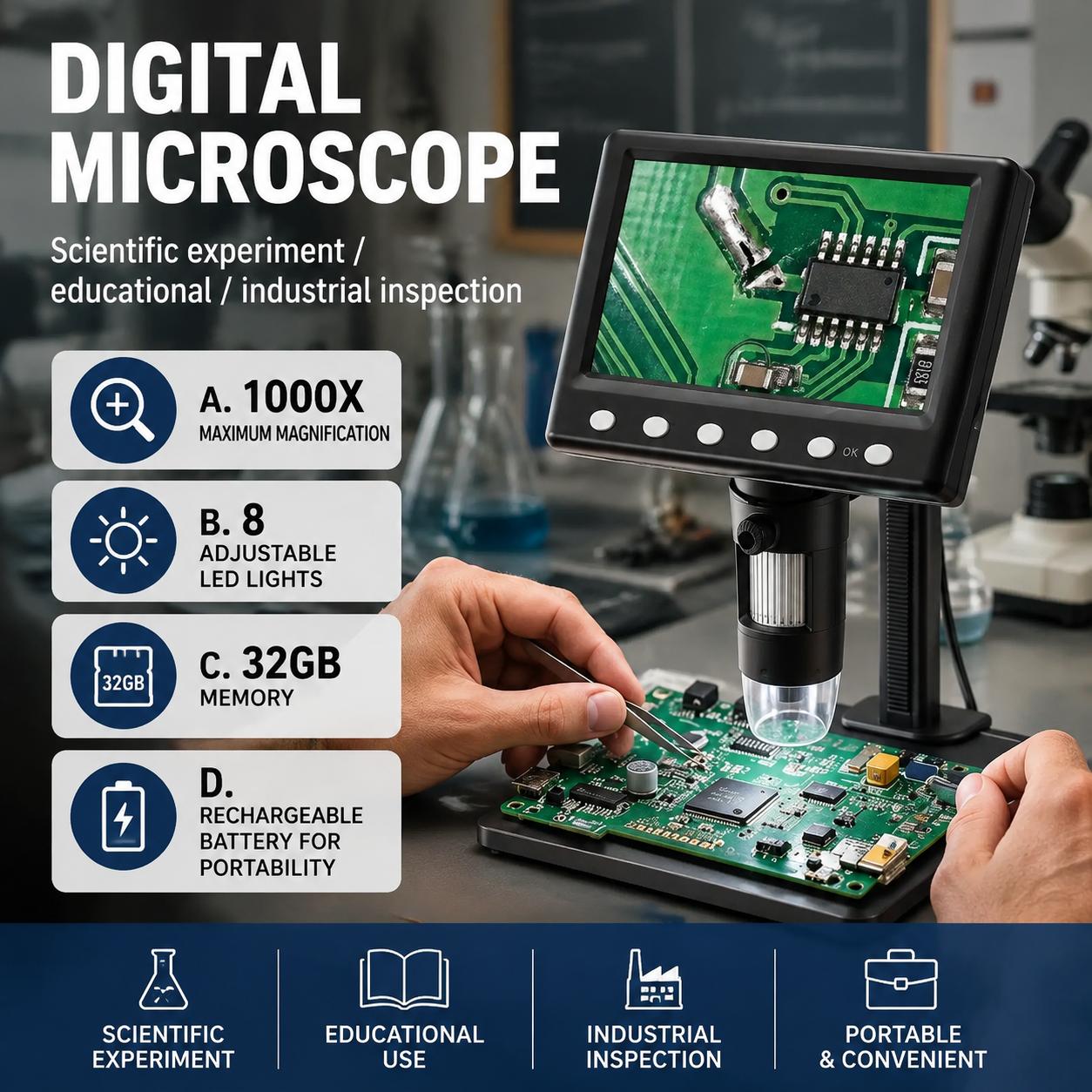 Inspektionsmikroskop 1000-fach – Diy Electronics Microscope Bewertung und Preis