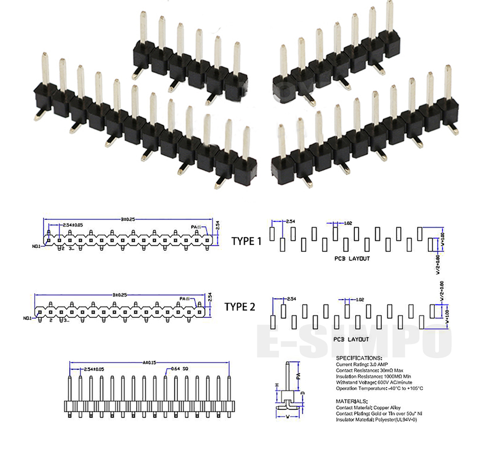 100 Stück 2,54 mm einreihig ze – Male Female Header Pin Bewertung und Preis